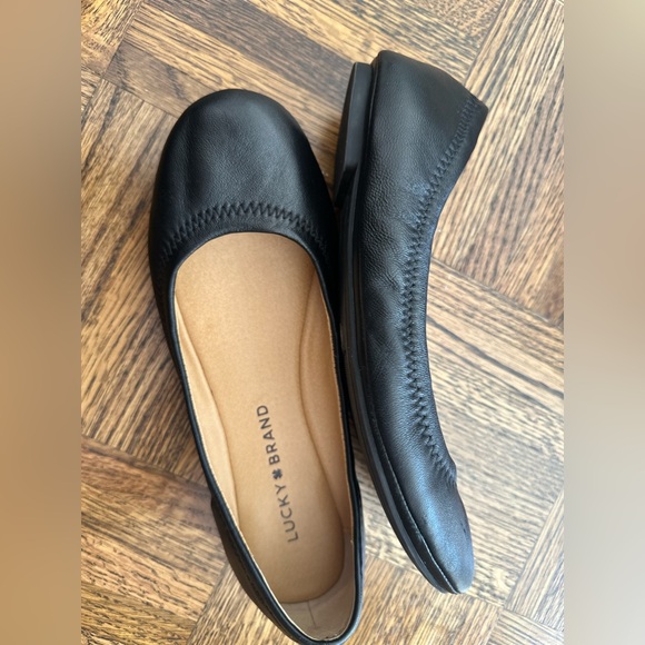 Lucky brand “Emmie” black leather ballerina flats women’s size 5.5 M - Picture 7 of 9